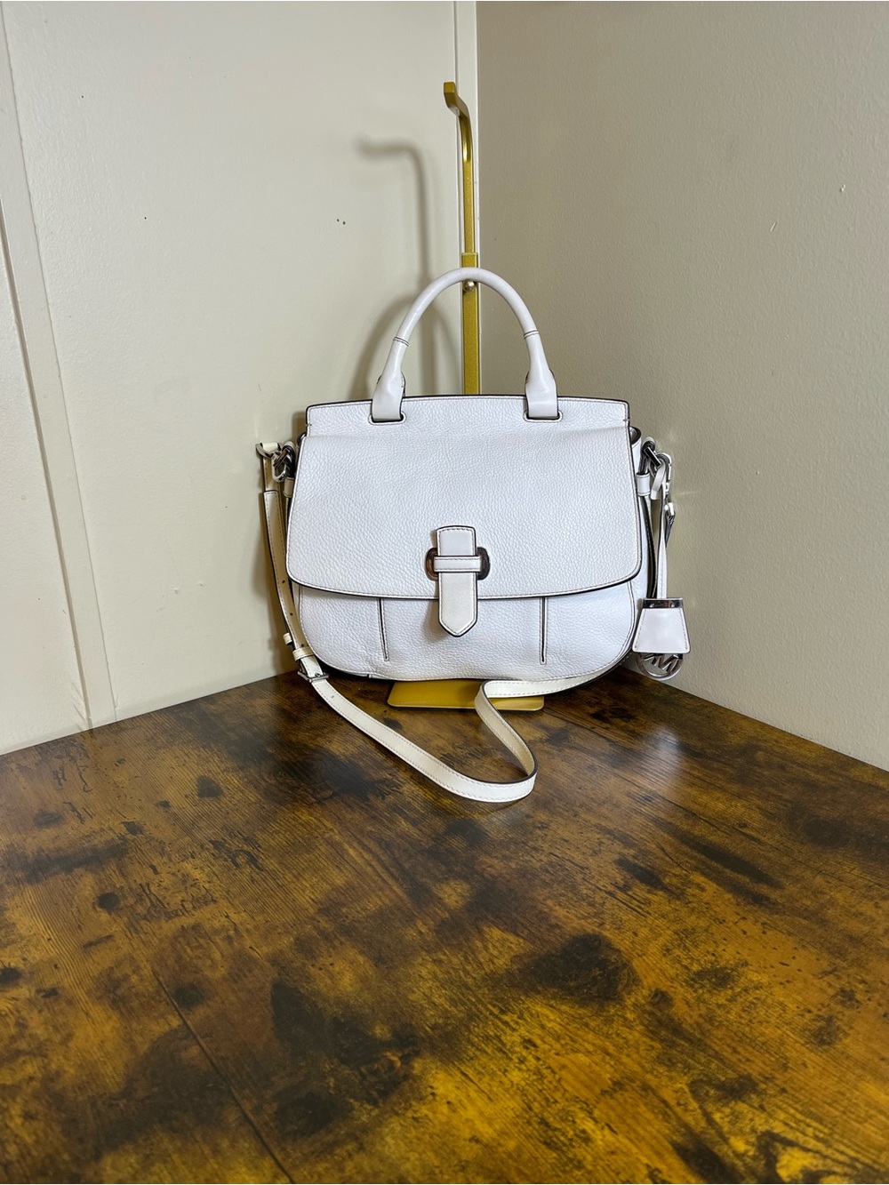 Michael Kors White Leather Satchel with Top Handle